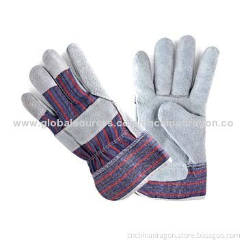 Half Leather Gloves, 9/9.5/10.5/11-inch Size, Shirred Elastic